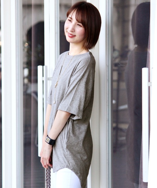 ElegChic(エレグシック)の「コットンバックボタンカットソー(Tシャツ/カットソー・レディース・カーキ/オフホワイト/ブラック/グレー・M/XL)」の15枚目の写真