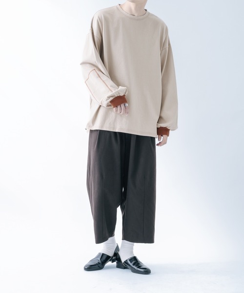 epnok(エプノック)の「ステッチワークロンT(Tシャツ/カットソー・メンズ・モカ/グレイッシュベージュ/グレイッシュブルー・SMALL/MEDIUM/LARGE)」の4枚目の写真