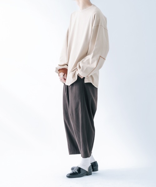 epnok(エプノック)の「ステッチワークロンT(Tシャツ/カットソー・メンズ・モカ/グレイッシュベージュ/グレイッシュブルー・SMALL/MEDIUM/LARGE)」の6枚目の写真