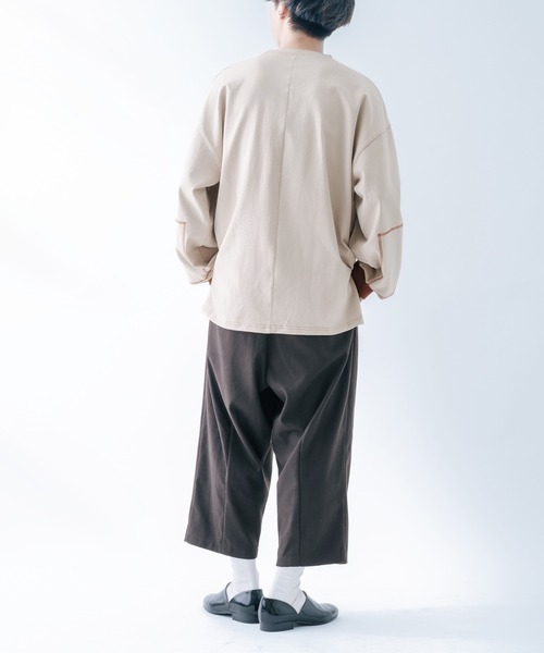 epnok(エプノック)の「ステッチワークロンT(Tシャツ/カットソー・メンズ・モカ/グレイッシュベージュ/グレイッシュブルー・SMALL/MEDIUM/LARGE)」の7枚目の写真