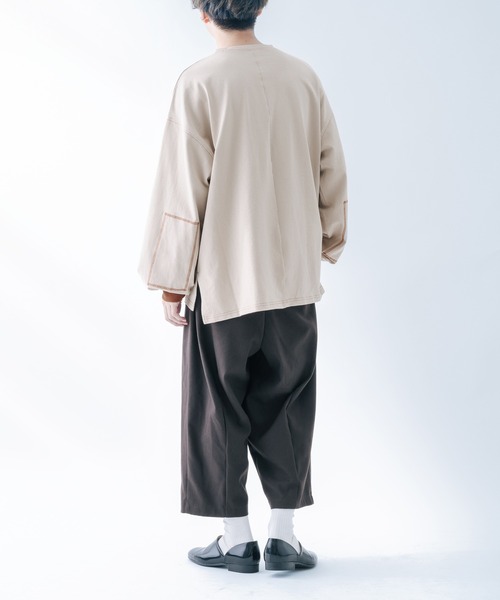 epnok(エプノック)の「ステッチワークロンT(Tシャツ/カットソー・メンズ・モカ/グレイッシュベージュ/グレイッシュブルー・SMALL/MEDIUM/LARGE)」の8枚目の写真