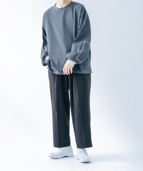 epnok(エプノック)の「ステッチワークロンT(Tシャツ/カットソー・メンズ・モカ/グレイッシュベージュ/グレイッシュブルー・SMALL/MEDIUM/LARGE)」の14枚目の写真