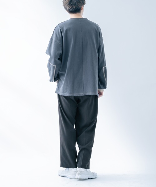 epnok(エプノック)の「ステッチワークロンT(Tシャツ/カットソー・メンズ・モカ/グレイッシュベージュ/グレイッシュブルー・SMALL/MEDIUM/LARGE)」の17枚目の写真