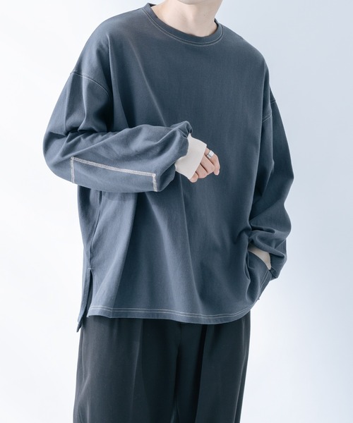 epnok(エプノック)の「ステッチワークロンT(Tシャツ/カットソー・メンズ・モカ/グレイッシュベージュ/グレイッシュブルー・SMALL/MEDIUM/LARGE)」の20枚目の写真