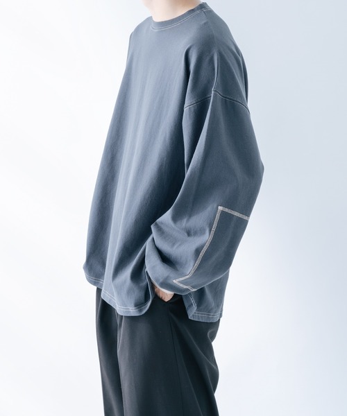 epnok(エプノック)の「ステッチワークロンT(Tシャツ/カットソー・メンズ・モカ/グレイッシュベージュ/グレイッシュブルー・SMALL/MEDIUM/LARGE)」の22枚目の写真