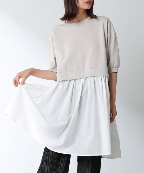 Honeys（ハニーズ）の「レイヤード風チュニック（チュニック・レディース・ブラック/モカ/ブルー系その他/グレイッシュベージュ・S/M/L）」の3枚目の写真