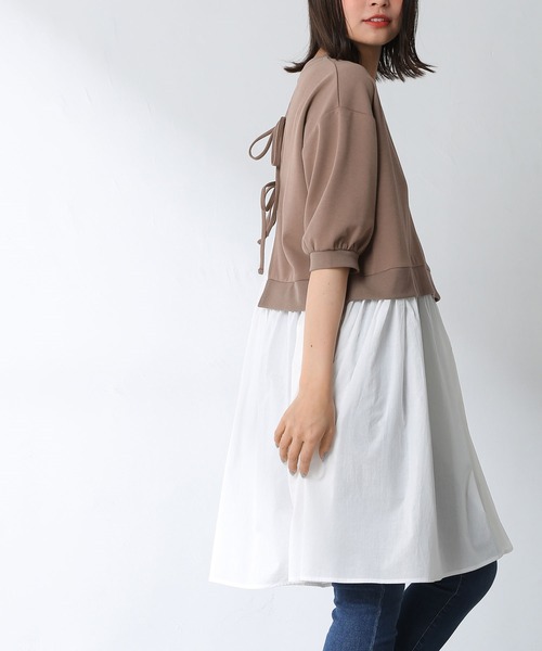 Honeys（ハニーズ）の「レイヤード風チュニック（チュニック・レディース・ブラック/モカ/ブルー系その他/グレイッシュベージュ・S/M/L）」の2枚目の写真