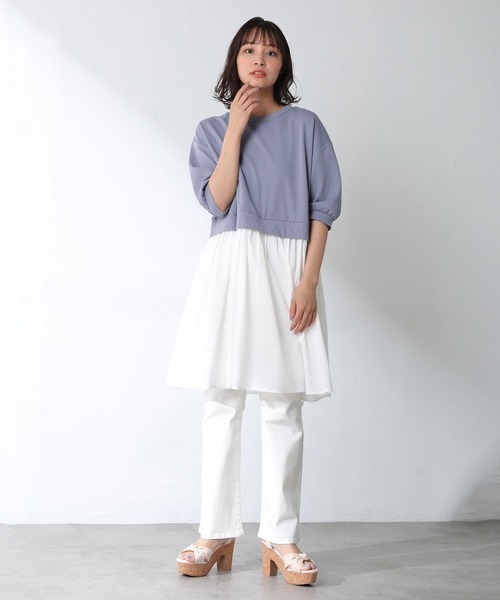 Honeys（ハニーズ）の「レイヤード風チュニック（チュニック・レディース・ブラック/モカ/ブルー系その他/グレイッシュベージュ・S/M/L）」の8枚目の写真