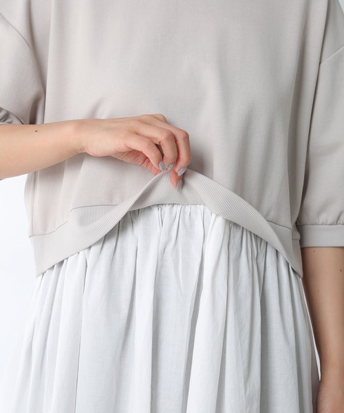 Honeys（ハニーズ）の「レイヤード風チュニック（チュニック・レディース・ブラック/モカ/ブルー系その他/グレイッシュベージュ・S/M/L）」の18枚目の写真