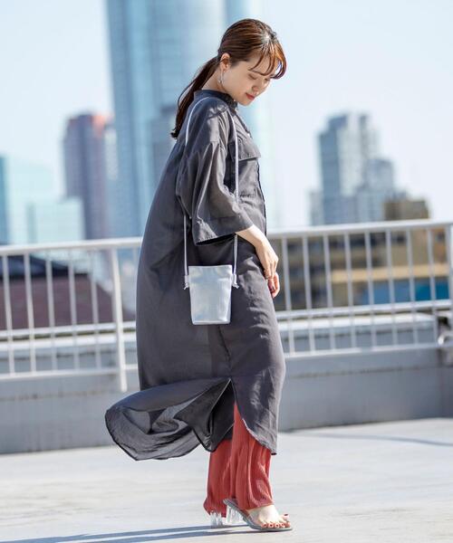 coen（コーエン）の「シアーロングシャツワンピース（ワンピース・レディース・ライラック/ナチュラル/ダークグレー・LARGE/MEDIUM）」の6枚目の写真