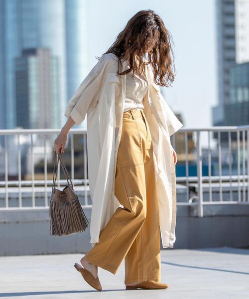 coen（コーエン）の「シアーロングシャツワンピース（ワンピース・レディース・ライラック/ナチュラル/ダークグレー・LARGE/MEDIUM）」の9枚目の写真