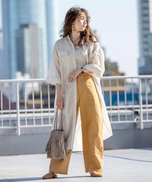 coen（コーエン）の「シアーロングシャツワンピース（ワンピース・レディース・ライラック/ナチュラル/ダークグレー・LARGE/MEDIUM）」の10枚目の写真