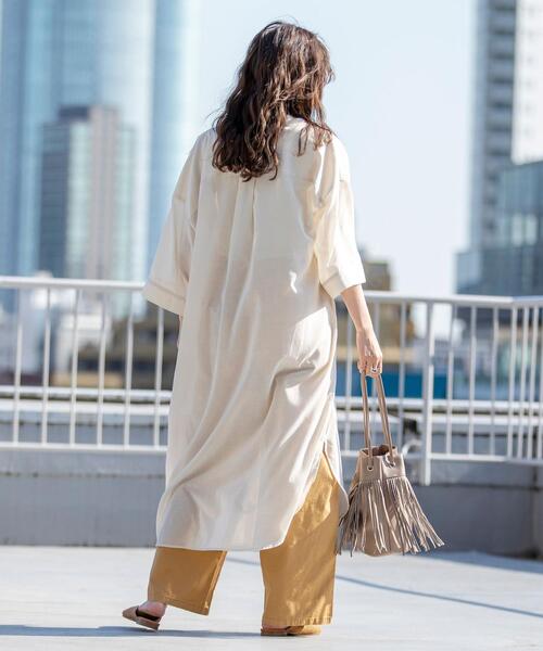 coen（コーエン）の「シアーロングシャツワンピース（ワンピース・レディース・ライラック/ナチュラル/ダークグレー・LARGE/MEDIUM）」の11枚目の写真