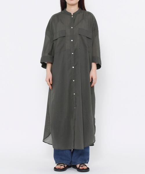coen（コーエン）の「シアーロングシャツワンピース（ワンピース・レディース・ライラック/ナチュラル/ダークグレー・LARGE/MEDIUM）」の20枚目の写真