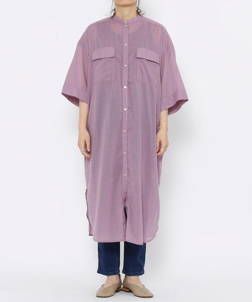 coen（コーエン）の「シアーロングシャツワンピース（ワンピース・レディース・ライラック/ナチュラル/ダークグレー・LARGE/MEDIUM）」の22枚目の写真