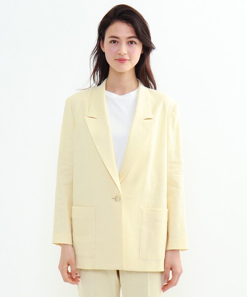 INDIVI（インディヴィ）の「◇リネン混オーバーデザインジャケット