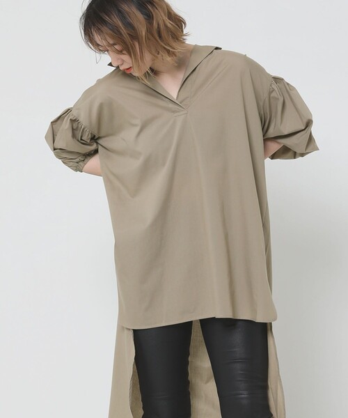 Sig FREAK'S STORE（シグフリークスストア）の「バックロング ボリュームスリーブブラウス（シャツ/ブラウス・レディース・ブラック/ホワイト/ベージュ・ﾌﾘ-）」の7枚目の写真