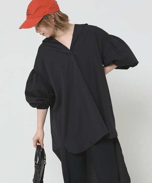 Sig FREAK'S STORE（シグフリークスストア）の「バックロング ボリュームスリーブブラウス（シャツ/ブラウス・レディース・ブラック/ホワイト/ベージュ・ﾌﾘ-）」の18枚目の写真