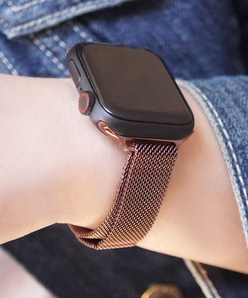 SBG（エスビー）の「アップルウォッチ対応 ステンレスマグネットスリムバンド / SBG（デジタル腕時計・レディース・ブラック/ピンク/シルバー/ゴールド/ローズ/ピンクゴールド/ネイビー・44mm/40mm）」の4枚目の写真