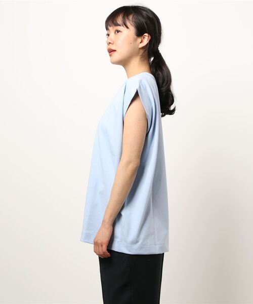 DouDou（ドゥドゥ）の「パワショルT（Tシャツ/カットソー・レディース・チャコールグレー/オフホワイト/ブルー・FREE）」の5枚目の写真