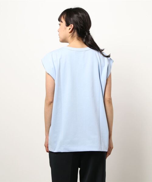 DouDou（ドゥドゥ）の「パワショルT（Tシャツ/カットソー・レディース・チャコールグレー/オフホワイト/ブルー・FREE）」の4枚目の写真