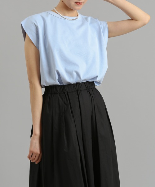 DouDou（ドゥドゥ）の「パワショルT（Tシャツ/カットソー・レディース・チャコールグレー/オフホワイト/ブルー・FREE）」の17枚目の写真