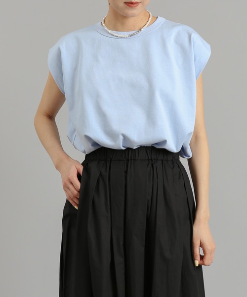 DouDou（ドゥドゥ）の「パワショルT（Tシャツ/カットソー・レディース・チャコールグレー/オフホワイト/ブルー・FREE）」の20枚目の写真