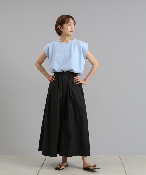 DouDou（ドゥドゥ）の「パワショルT（Tシャツ/カットソー・レディース・チャコールグレー/オフホワイト/ブルー・FREE）」の9枚目の写真