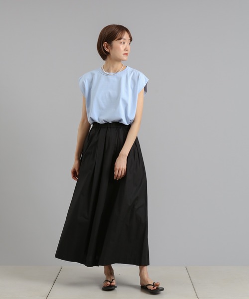 DouDou（ドゥドゥ）の「パワショルT（Tシャツ/カットソー・レディース・チャコールグレー/オフホワイト/ブルー・FREE）」の14枚目の写真