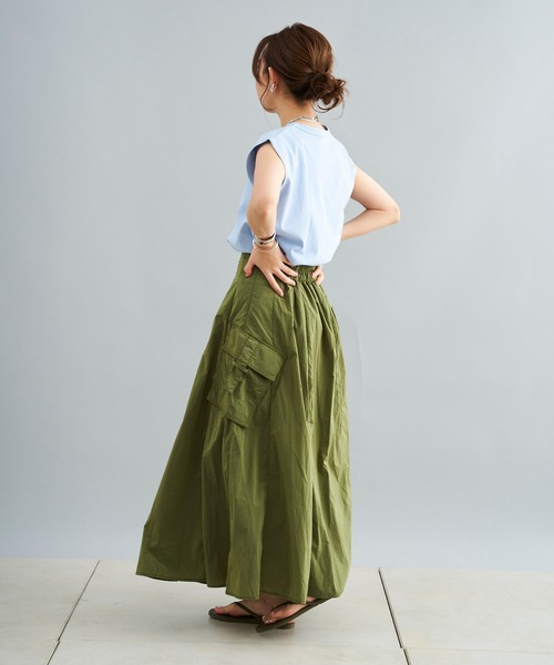 DouDou（ドゥドゥ）の「パワショルT（Tシャツ/カットソー・レディース・チャコールグレー/オフホワイト/ブルー・FREE）」の22枚目の写真