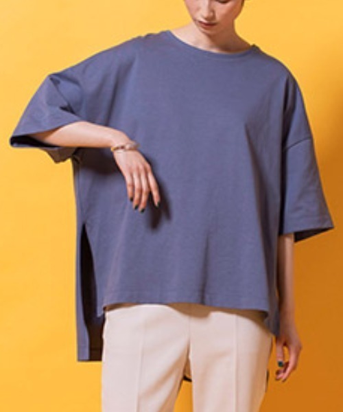 lautreamont BLEUBLANC（ロートレアモンブルーブラン）の「サイドスリットジャージTシャツ（Tシャツ/カットソー・レディース・ホワイト/ブラック/ブルー/キャメル・9号）」の3枚目の写真