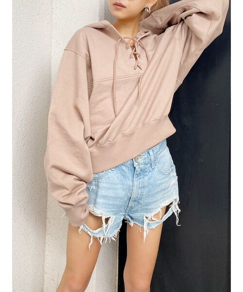 GYDA（ジェイダ）の「NEW BACK RIPPEDデニムショーパン（デニムパンツ・レディース・インディゴブルー/ライトブルー/ブルー・X-SMALL/LARGE/SMALL/MEDIUM）」の11枚目の写真