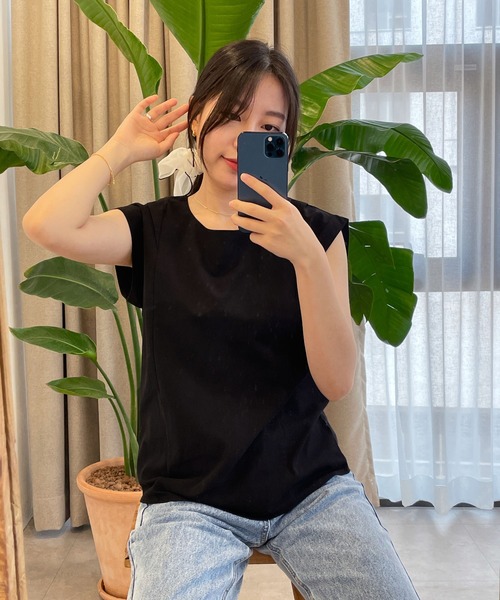 CEMONEMO(セモネモ)の「リネン混 ショルダータック トップス(シャツ/ブラウス・レディース・ホワイト/ブラック/ベージュ・FREE)」の13枚目の写真