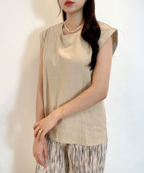 CEMONEMO(セモネモ)の「リネン混 ショルダータック トップス(シャツ/ブラウス・レディース・ホワイト/ブラック/ベージュ・FREE)」の20枚目の写真