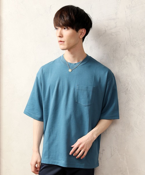 TopIsm（トップイズム）の「吸水速乾 ワイドシルエットUSAコットンクルーネック半袖Tシャツ（Tシャツ/カットソー・メンズ・ブラック/ベージュ/ネイビー/オフホワイト/ブルー/ライトグリーン/グレー系その他/グレイッシュベージュ/サックスブルー/グレー/グリーン/オレンジ・LL/M/L）」の11枚目の写真