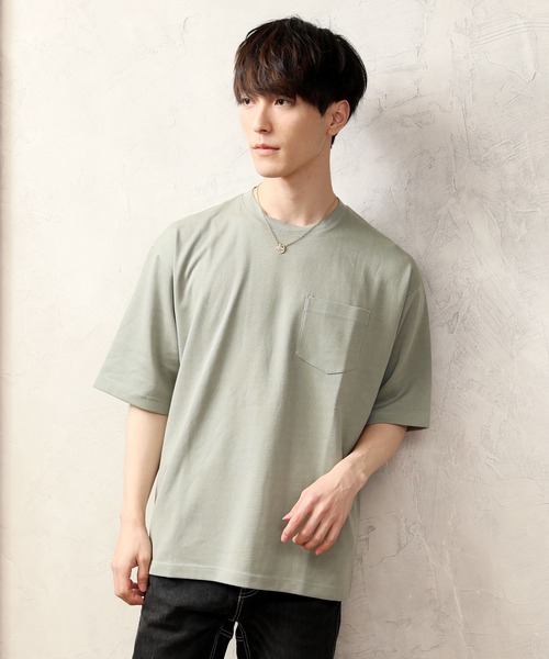 TopIsm（トップイズム）の「吸水速乾 ワイドシルエットUSAコットンクルーネック半袖Tシャツ（Tシャツ/カットソー・メンズ・ブラック/ベージュ/ネイビー/オフホワイト/ブルー/ライトグリーン/グレー系その他/グレイッシュベージュ/サックスブルー/グレー/グリーン/オレンジ・LL/M/L）」の8枚目の写真