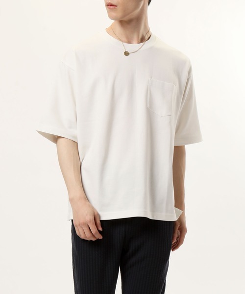 TopIsm（トップイズム）の「吸水速乾 ワイドシルエットUSAコットンクルーネック半袖Tシャツ（Tシャツ/カットソー・メンズ・ブラック/ベージュ/ネイビー/オフホワイト/ブルー/ライトグリーン/グレー系その他/グレイッシュベージュ/サックスブルー/グレー/グリーン/オレンジ・LL/M/L）」の13枚目の写真