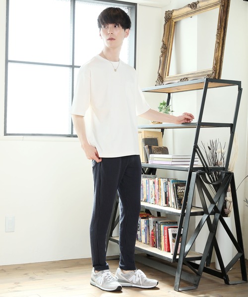 TopIsm（トップイズム）の「吸水速乾 ワイドシルエットUSAコットンクルーネック半袖Tシャツ（Tシャツ/カットソー・メンズ・ブラック/ベージュ/ネイビー/オフホワイト/ブルー/ライトグリーン/グレー系その他/グレイッシュベージュ/サックスブルー/グレー/グリーン/オレンジ・LL/M/L）」の16枚目の写真