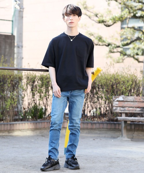 TopIsm（トップイズム）の「吸水速乾 ワイドシルエットUSAコットンクルーネック半袖Tシャツ（Tシャツ/カットソー・メンズ・ブラック/ベージュ/ネイビー/オフホワイト/ブルー/ライトグリーン/グレー系その他/グレイッシュベージュ/サックスブルー/グレー/グリーン/オレンジ・LL/M/L）」の17枚目の写真