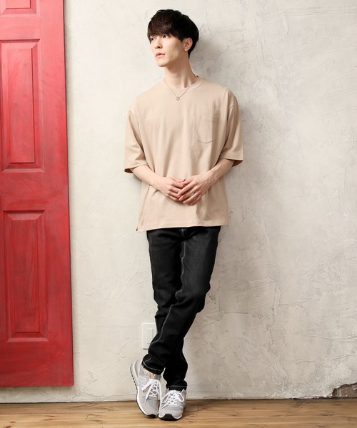 TopIsm（トップイズム）の「吸水速乾 ワイドシルエットUSAコットンクルーネック半袖Tシャツ（Tシャツ/カットソー・メンズ・ブラック/ベージュ/ネイビー/オフホワイト/ブルー/ライトグリーン/グレー系その他/グレイッシュベージュ/サックスブルー/グレー/グリーン/オレンジ・LL/M/L）」の19枚目の写真