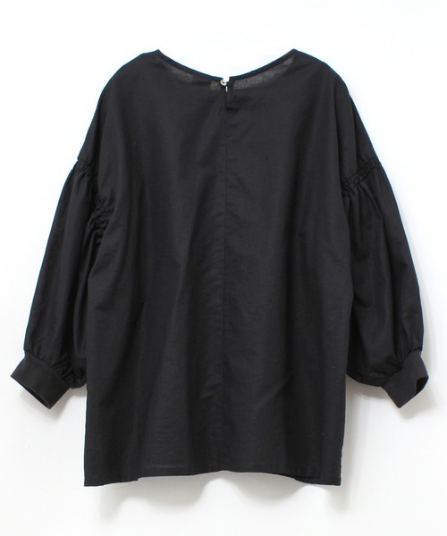 RNA-N（アールエヌエーエヌ）の「B2642 シャーリングスリーブリブブラウス（シャツ/ブラウス・レディース・ブラック/オフホワイト/オレンジ・MEDIUM）」の7枚目の写真