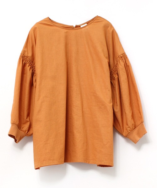 RNA-N（アールエヌエーエヌ）の「B2642 シャーリングスリーブリブブラウス（シャツ/ブラウス・レディース・ブラック/オフホワイト/オレンジ・MEDIUM）」の9枚目の写真