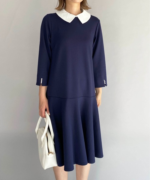 PICCIN（ピッチン）の「袖パール刺繍衿カットワンピース（ワンピース・レディース・ブラック/ネイビー・M）」の3枚目の写真