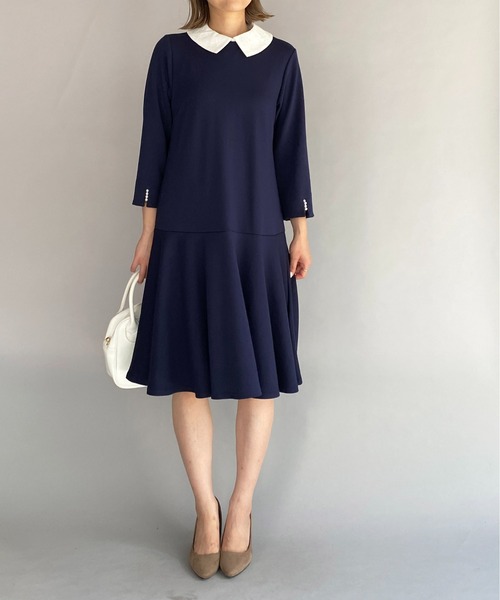 PICCIN（ピッチン）の「袖パール刺繍衿カットワンピース（ワンピース・レディース・ブラック/ネイビー・M）」の7枚目の写真