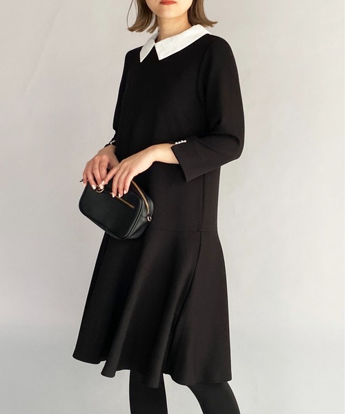 PICCIN（ピッチン）の「袖パール刺繍衿カットワンピース（ワンピース・レディース・ブラック/ネイビー・M）」の14枚目の写真