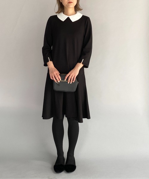 PICCIN（ピッチン）の「袖パール刺繍衿カットワンピース（ワンピース・レディース・ブラック/ネイビー・M）」の17枚目の写真