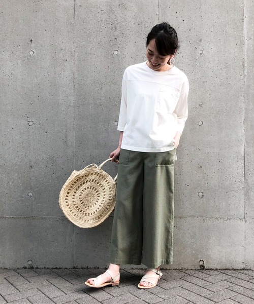 ONIGIRI（オニギリ）の「ポケットＴシャツ（Tシャツ/カットソー・レディース・チャコール/カーキ/ホワイト・FREE）」の6枚目の写真