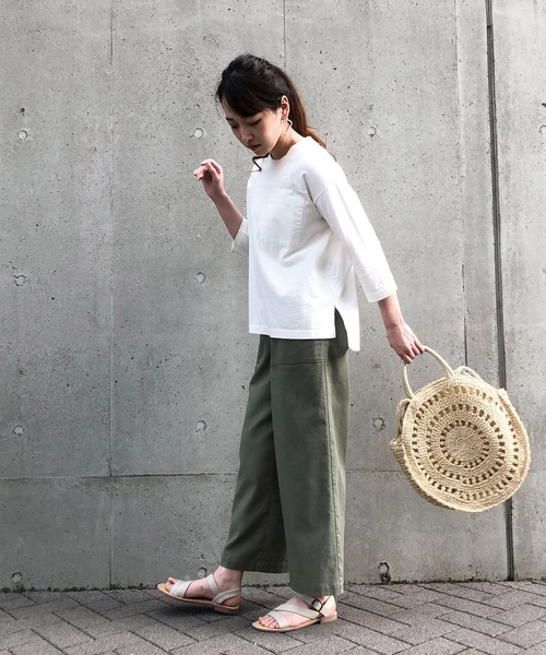 ONIGIRI（オニギリ）の「ポケットＴシャツ（Tシャツ/カットソー・レディース・チャコール/カーキ/ホワイト・FREE）」の7枚目の写真