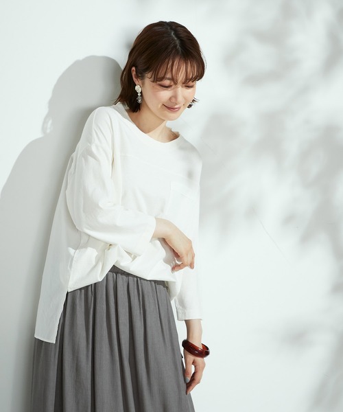 ONIGIRI（オニギリ）の「ポケットＴシャツ（Tシャツ/カットソー・レディース・チャコール/カーキ/ホワイト・FREE）」の22枚目の写真