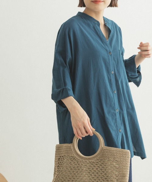 FORK&SPOON(フォークアンドスプーン)の「FORK&SPOON スクエアカット7分袖シャツ(シャツ/ブラウス・レディース・ブラック/ブルー・ONE)」の7枚目の写真